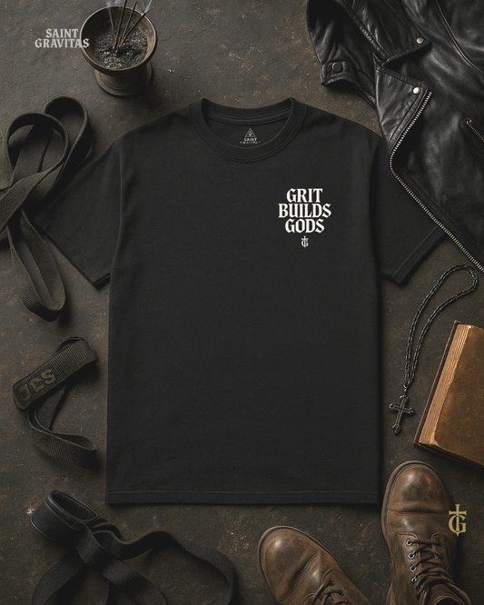 GRIT BUILDS GODS – Stacked Logo Tee